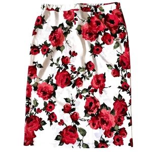 MOA USA Floral Pencil Skirt Size:1X White, Red